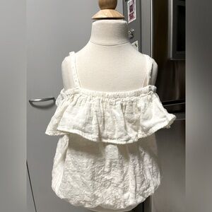 NWT girls eyelet cold shoulder crop top , cream colored